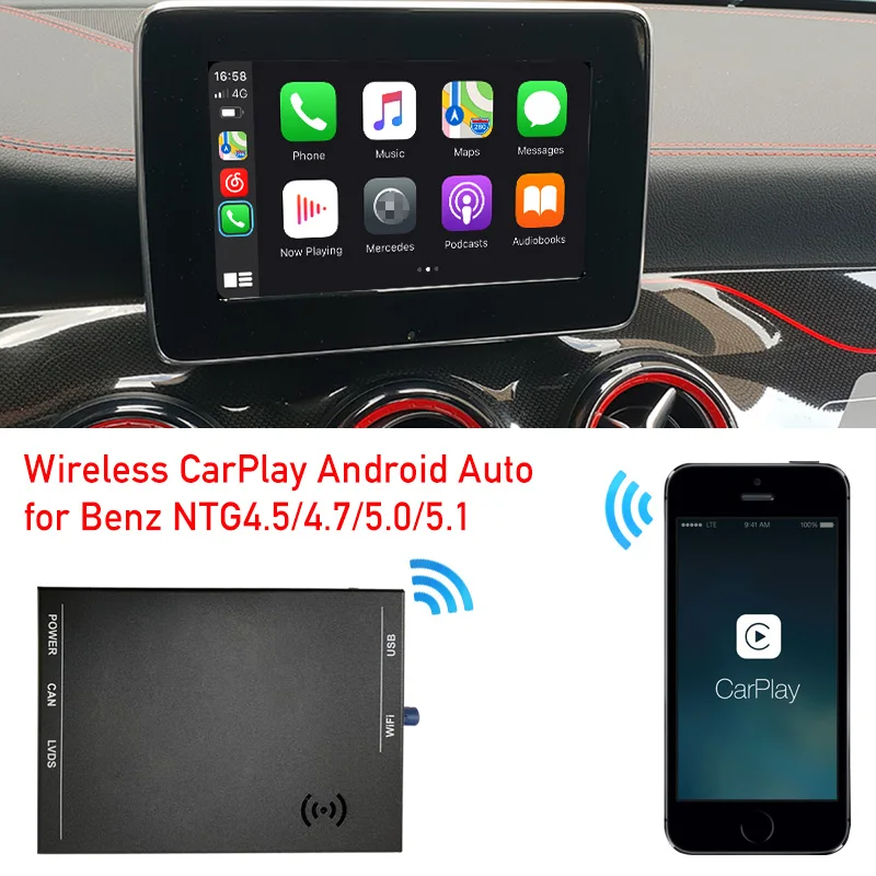 Bluetooth Wireless Carplay for Mercede A B C E G GL GLA GLC ML CLS GLE GLS NTG4.5 4.7 5.0 Apple AirPlay  Android Auto Car Play