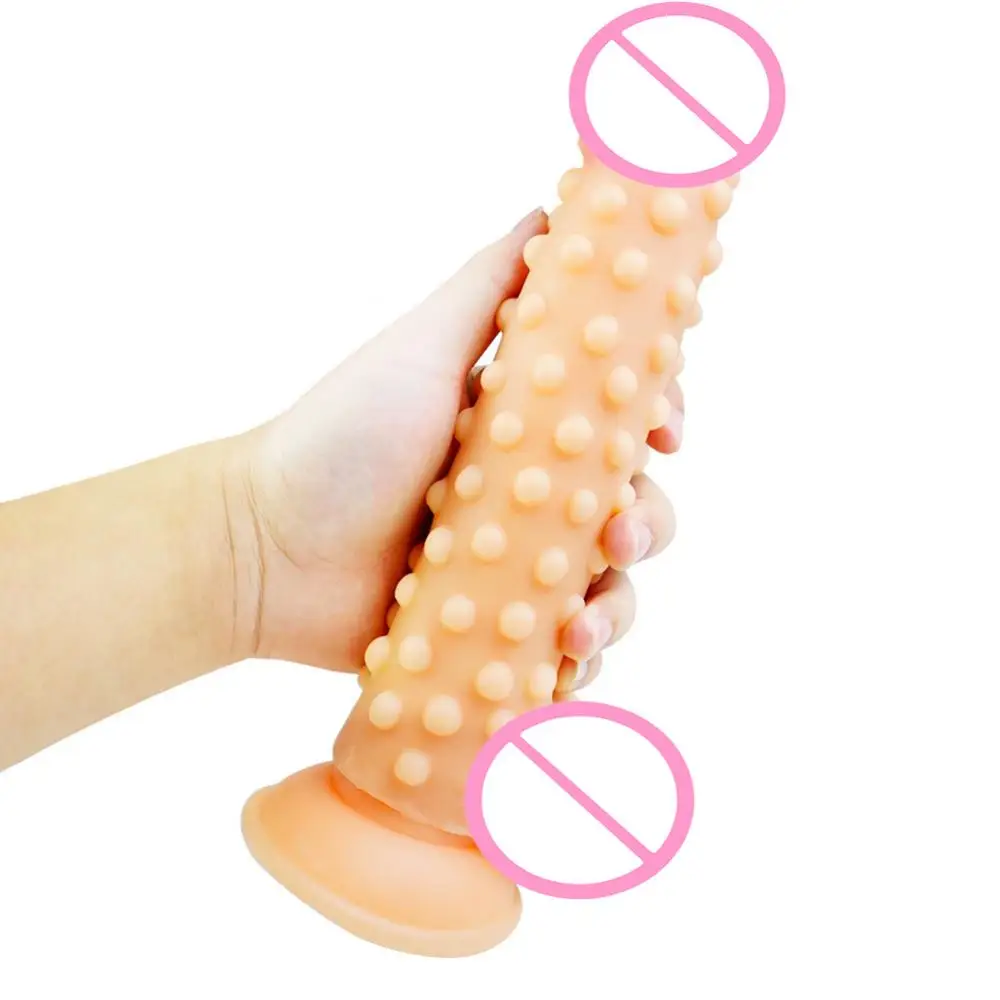 Soft Sex Toy Dildo Women Faux Penis with Bump Thorn Suction Cup Masturbation Sex Toy