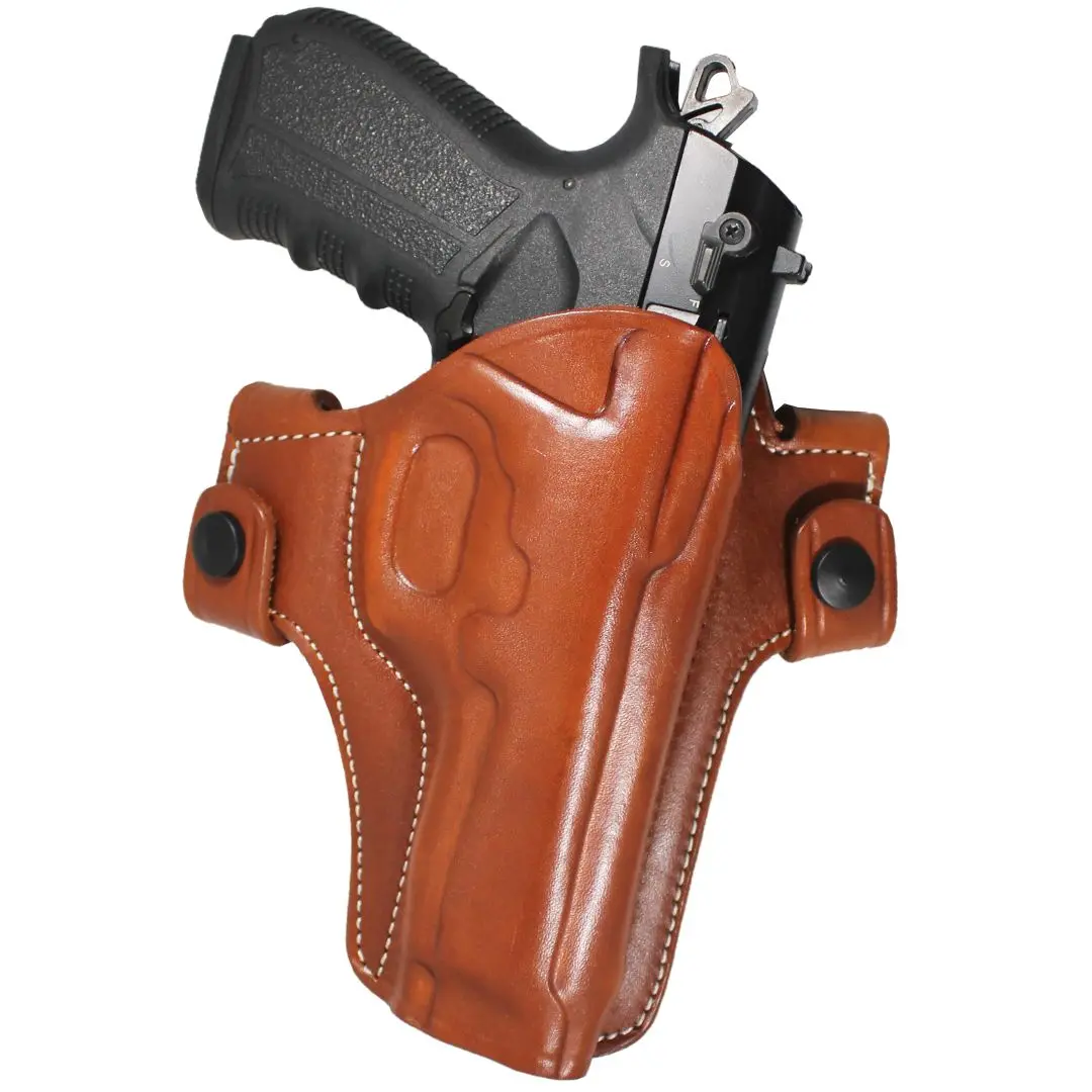 YT HOBBY S & W M & P Shield 9mm Real Leather OWB Two Belt Slots With Strap Concealed carry Handmade Pistol Gun Holster Pouch