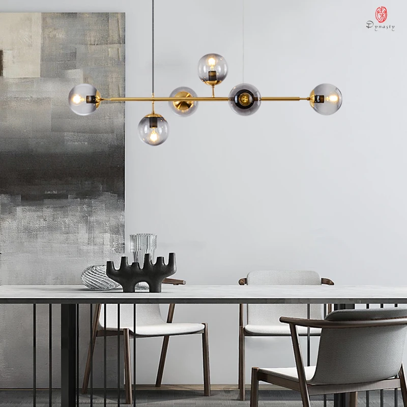 Designer Table Pendant Lamp Modern Linear Hanging Lights Glass Restaurant Reception Dinning Room Bar Counter Lighting Fixture