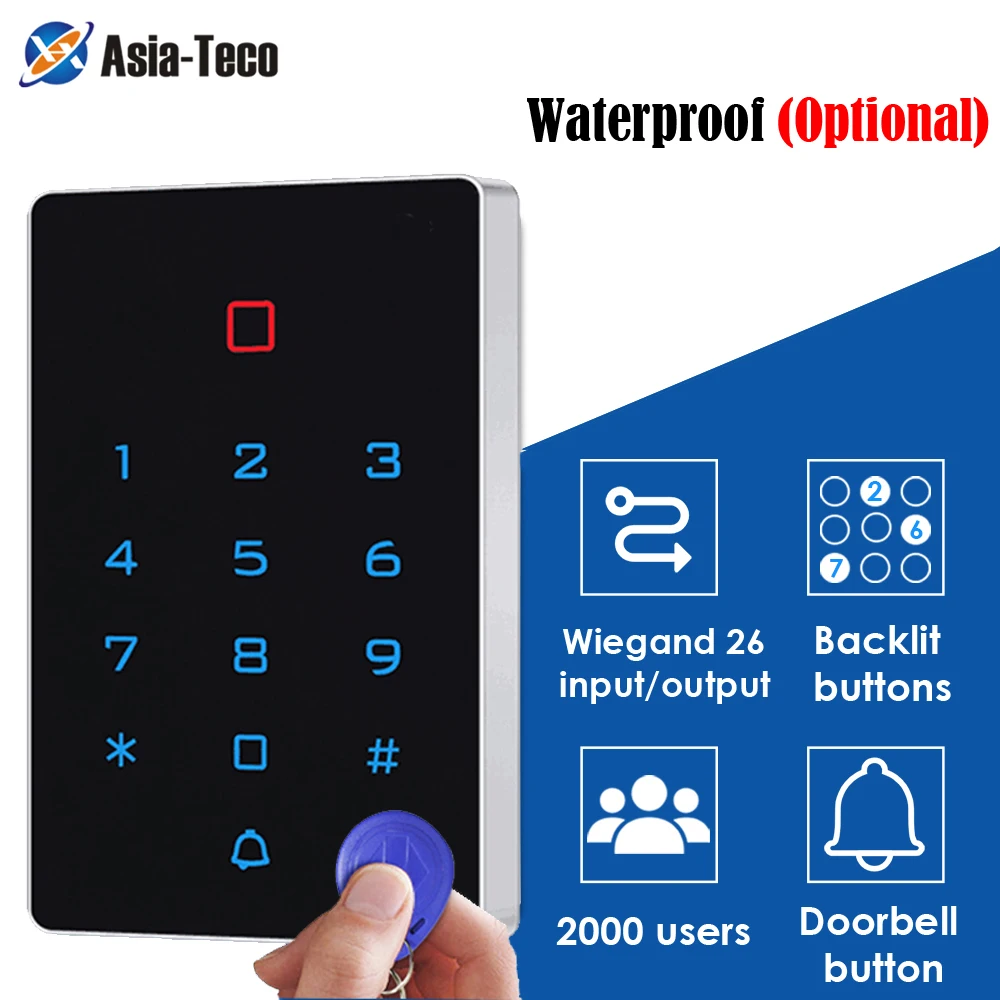 

125KHz 13.56Mhz Access Control IP68 Waterproof Touch Screen RFID Standalone Access Controler Wegand input+output 2000 User