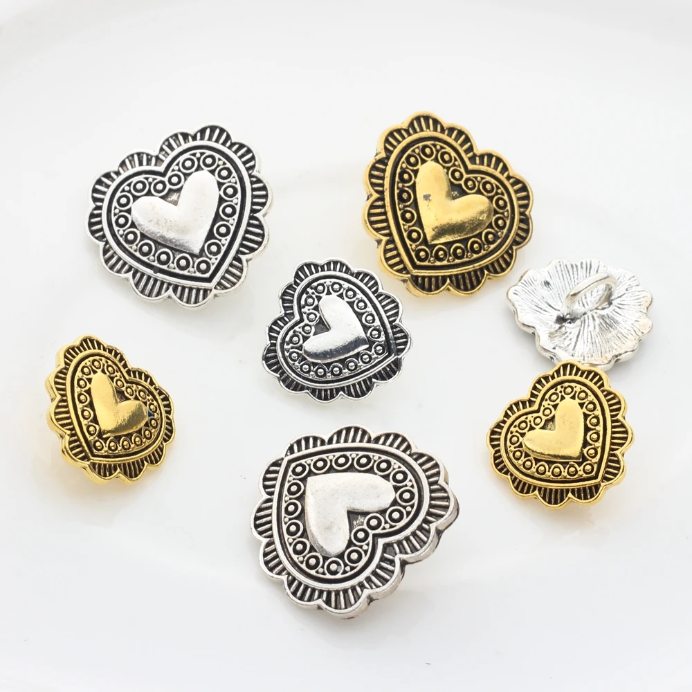 3pcs/lot 27MM Retro Zinc Alloy Sweet Heart   Decorative Buttons Charms Pendants for DIY Accessories