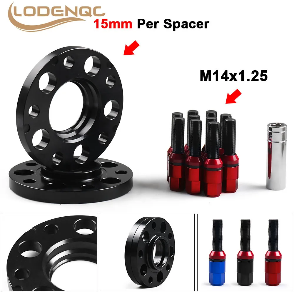 Lodenqc 15mm 5x120mm 72.56mm Hubcentric Wheel Spacers M14x1.25 Tapered Bolts For BMW F Series F10 F12 F13 F01 F02 F30