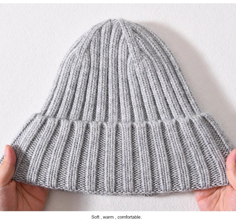 Winter-Seidensatin-gefütterte Beanie-Mütze für Damen und Herren, Unisex, dicke, klobige Mütze, gestreift, warm, weich, hochwertige Kaschmir-Strickmütze – Detail 34