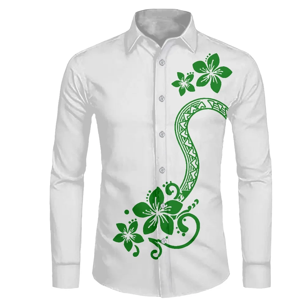 

Customized On Demand Polynesian Men Long Sleeve Shirt Samoan Style Upscale Casual Rasta color Sublimation Printing Shirt