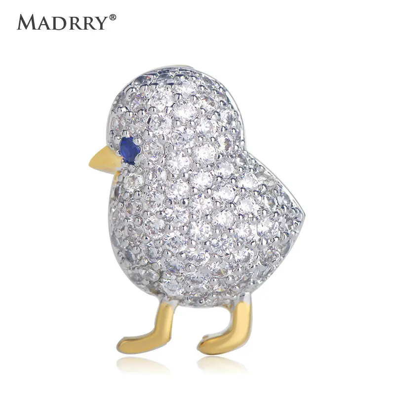 Madrry Cubic Zirconia Chick Shape Brooch Small Cute Animal Copper Brooches Suits Dress Hat Collar Scarf Buckle Jewelry Pin Gifts