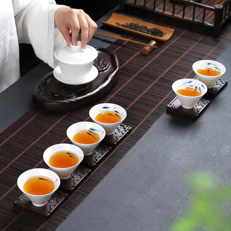 Vintage Wooden Tea Coaster Square Heat Resistant Drink Mat Table Tea Coffee Cup Pad Non-slip Cup Mat Tea Ceremony Accessory