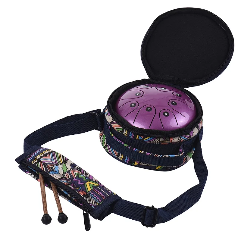 5.5inch 8-Tone Mini Steel Tongue Drum C Key Hand Pan Drum with Drum Mallets Carry Bag Percussion Instrument Adult Kids Beginer