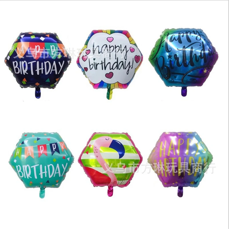 2PCS New 22 Inch Hexagonal Birthday Aluminum Balloon Anniversary Party Decoration Lift-off Helium