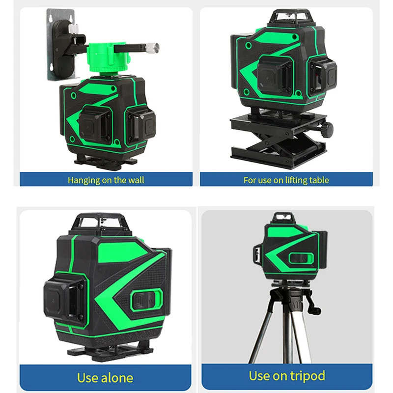 JUNEFOR Professional 16 Line 4D Laser Level 12 Lines 3D Green 515NM Laser Levels 360 Vertical & Horizontal Lasers Self-leveling