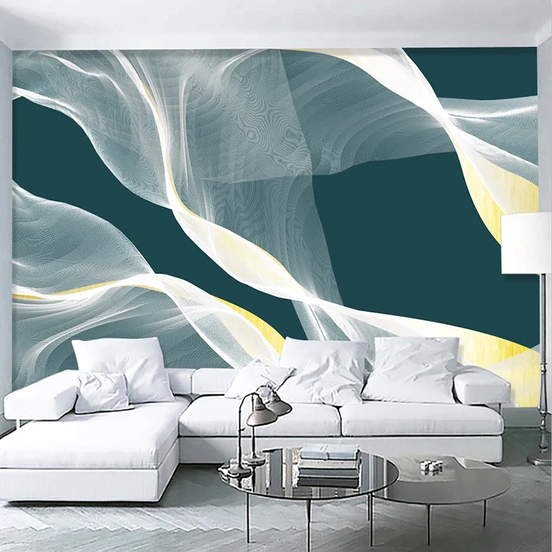 Custom Size Wallpaper Modern Abstract Ink Line Art Gold Murals Wallpaper Living Room Study Creative Home Decor 3D Papel Tapiz