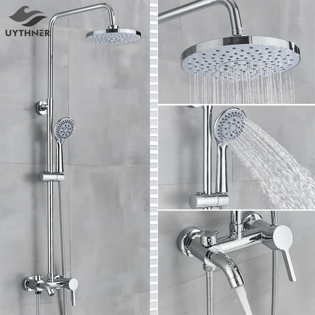 Bathroom Shower Faucet with deals Valve 8 Inch Rain Shower Head and Faucet Set