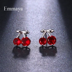 Emmaya Summer New Design Cute Cherry Shape Stud Earring With AAA Cubic Zircon For Girls Gorgeous Dess-up Banquet Fashion Trend