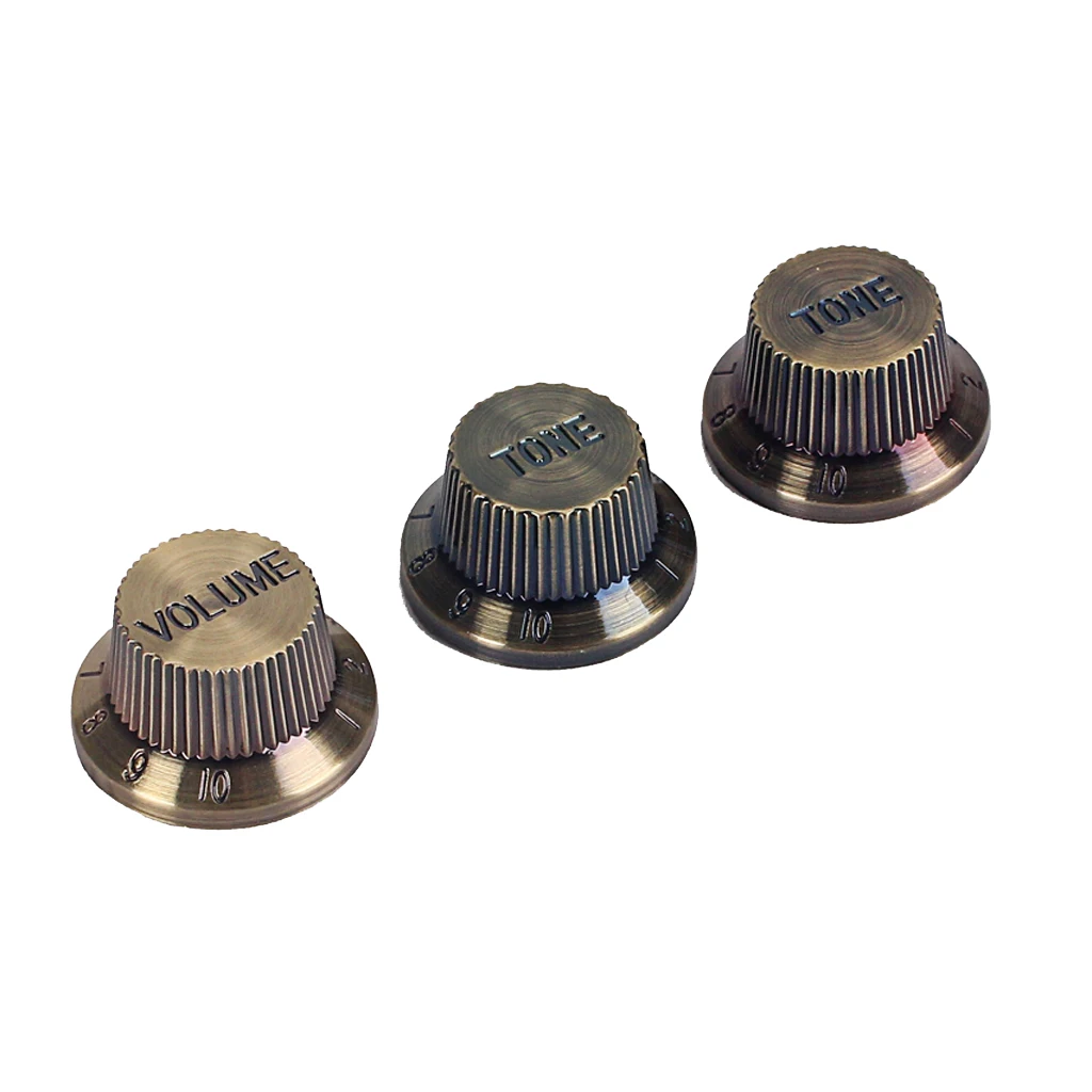 3pcs Plastic Volume Tone Speed Control Knobs for Electric Guitar, Bronze Color