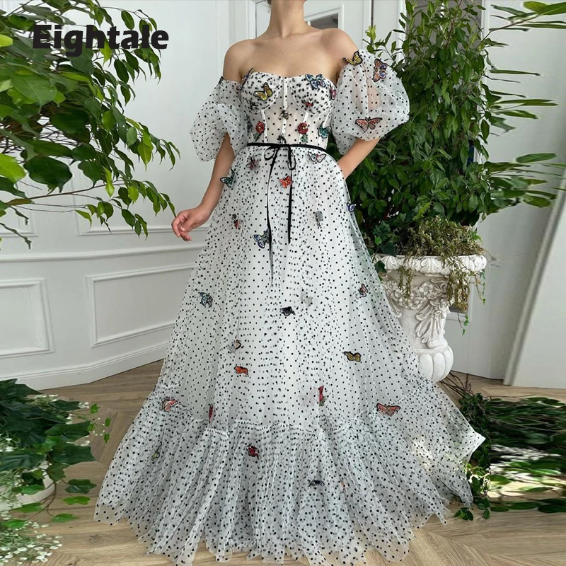 Eightale Neue Prom Kleider Schatz Hafl Puff Ärmeln Schmetterling Dekoration Abendkleid für Party Graduation Vestido de festa