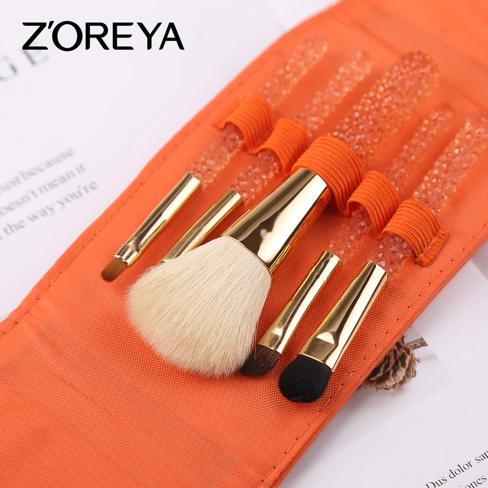 ZOREYA 5pcs Set di pennelli per trucco per capelli naturali per occhi speciali trucco cosmetico strumento di bellezza piega pennello Eyeliner sopracciglio Maquillage