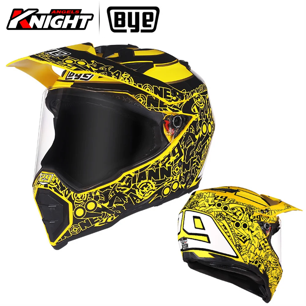 BYE-Casco de Motocross para motocicleta, protector de cabeza Modular, doble certificación DOT, todoterreno