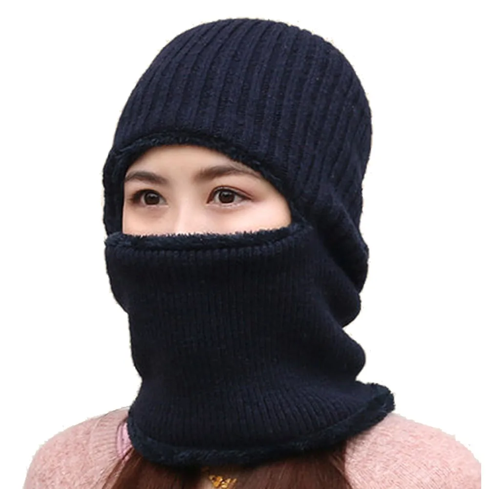 Multi Functional Knit Cap Balaclava Beanie Mask Winter Wool Hats Thick Mask Adult Warm Knitted Windproof Ski Face Mask Cover