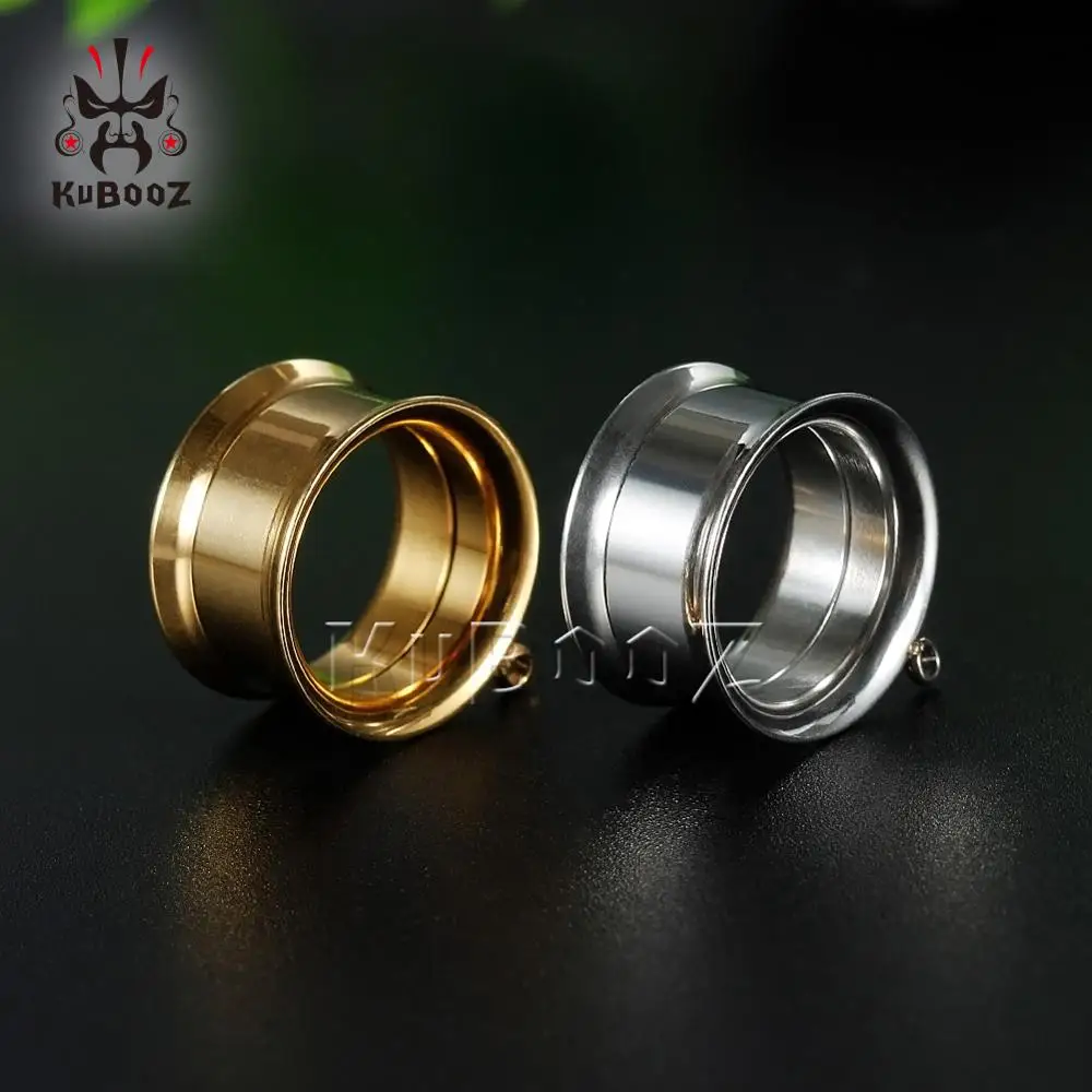 KUBOOZ Simple Design Stainless Steel Ear Piercing Tunnels Gagues Expanders Body Jewelry Earring Plugs Stretchers For Unisex 2PCS