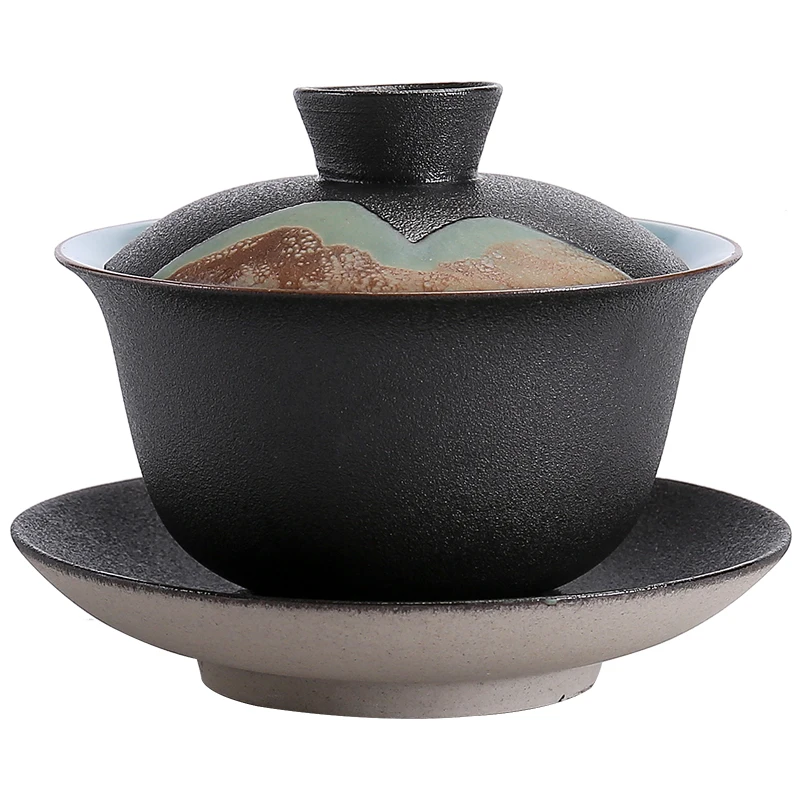 LUWU mountain design ceramic gaiwan kung fu tea set 180ml