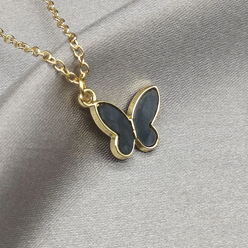 Necklace Fashion Simple Black Butterfly Pendant Necklace For Women Girl Jewelry Gifts Choker Thin Chain Wedding Jewelry ожерелье