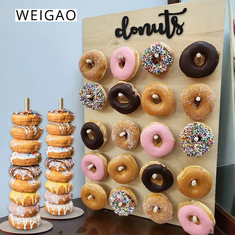 WEIGAO Donut Wall Stand Donut Birthday Decoration Doughnut Display Holder Party Supplies Wedding Decor Table Baby shower Bride