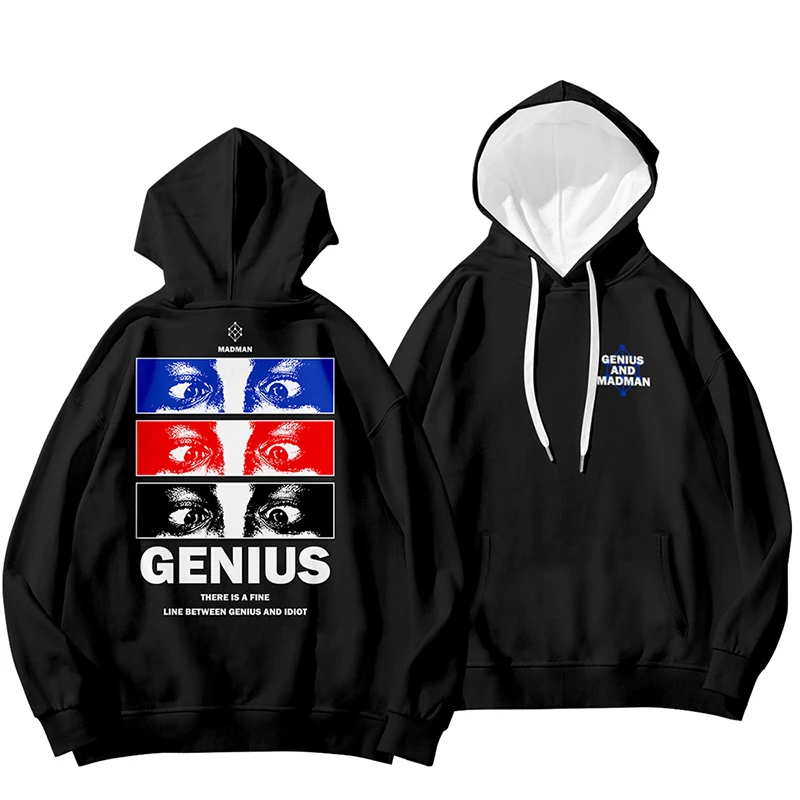 

New Print Genius and Madman 3d Hoodies Pullover Costume Men Women Hoodie Tops Long Sleeve Boys Girls Harajuku Hooded Sweatshirts