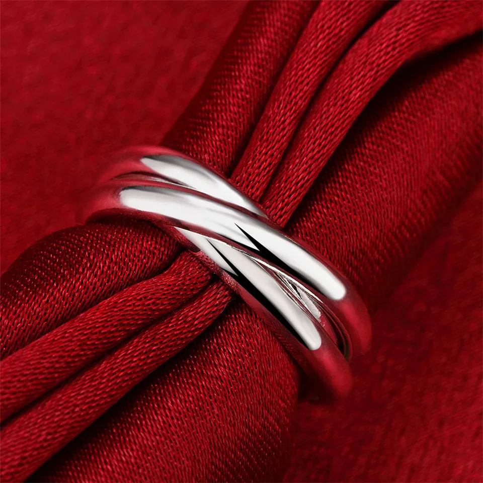 Hot Selling 925 Sterling Silver Exquisite Three Circles Ring For Women Men Fashion Wedding Engagement Party Gifts Charm Jewelry