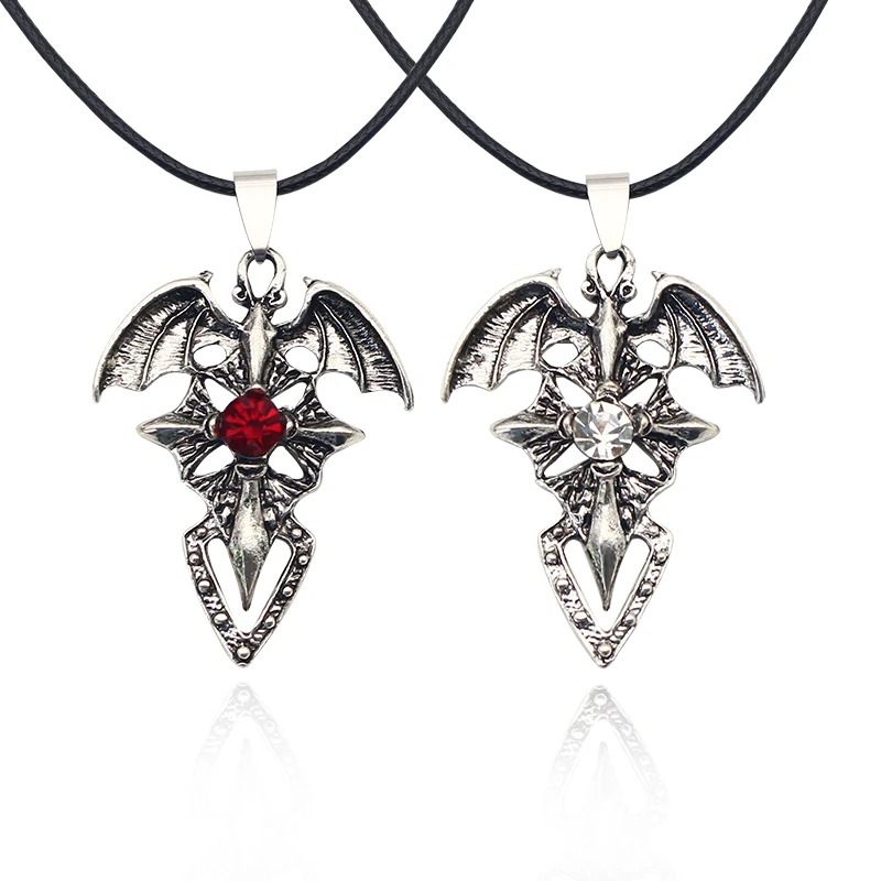 Punk Angel Wings Devil Cross Pendant Necklace for Men Women Vintage Statement Necklace Jewelry Trendy Accessories Gothic Decor