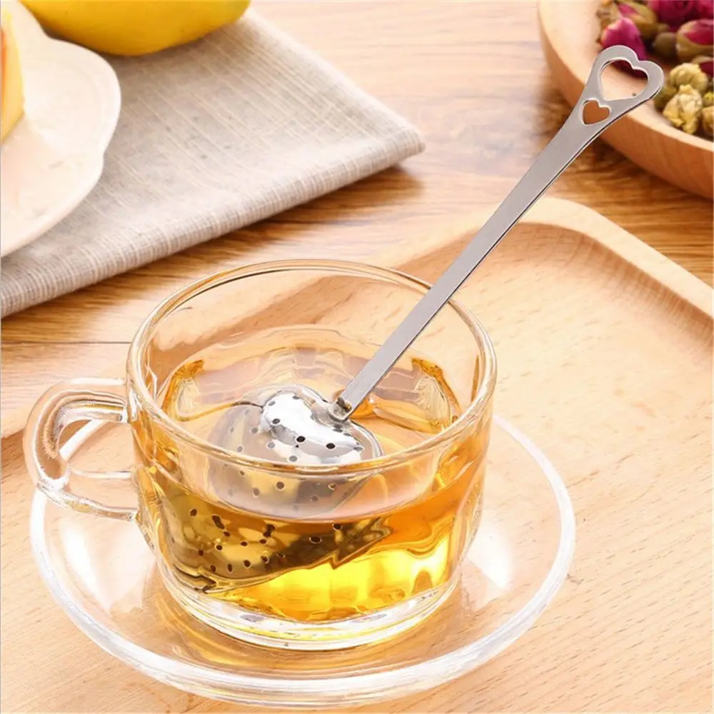 Heart Shaped Tea Infuser Spoon Strainer With Stainless Steel Steeper Handle Shower Tea Making Filter For Teapot Gadget