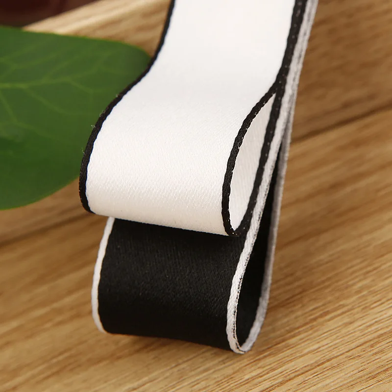 25MM Classic Cotton Polyester Ribbons Black White For Hat Hair Accessories Material Garments Cloth Sewing Thick Grosgrain Tape