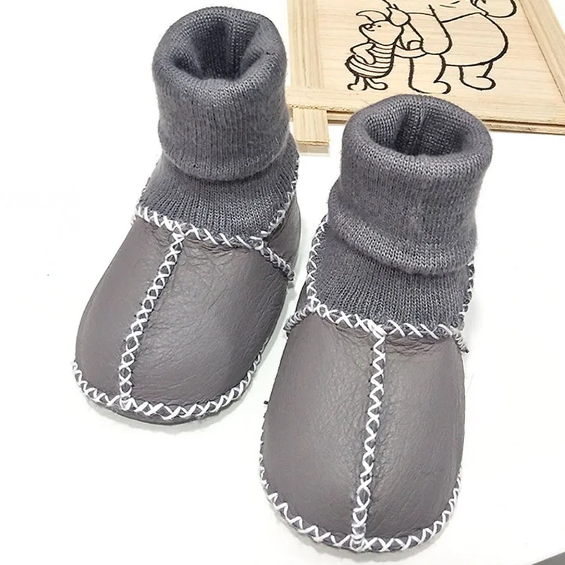 

Newborn Baby Shoes Girls Boys Plush Warm Leather Prewalker Anti-slip Autumn Winter Kids Shoes Soft Soled First Walkers CSH1213