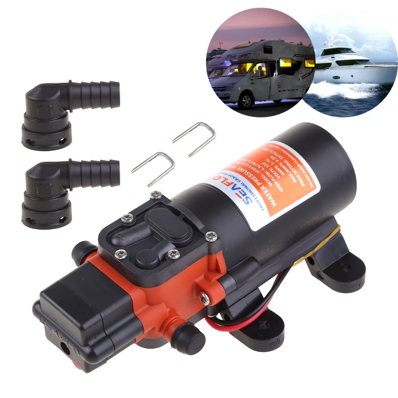 Marine 12V DC Electric Fresh Water Pressure Pump Diaphragm Pump Self-priming Spray Pump 35 PSI Capable of Being Run Dry