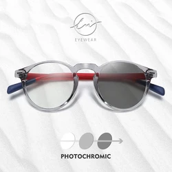LM New Photochromic Anti Blue Light Glasses Men Gaming Round Blocking Blue Ray Classic TR90 Women Protection Eyeglasses Computer
