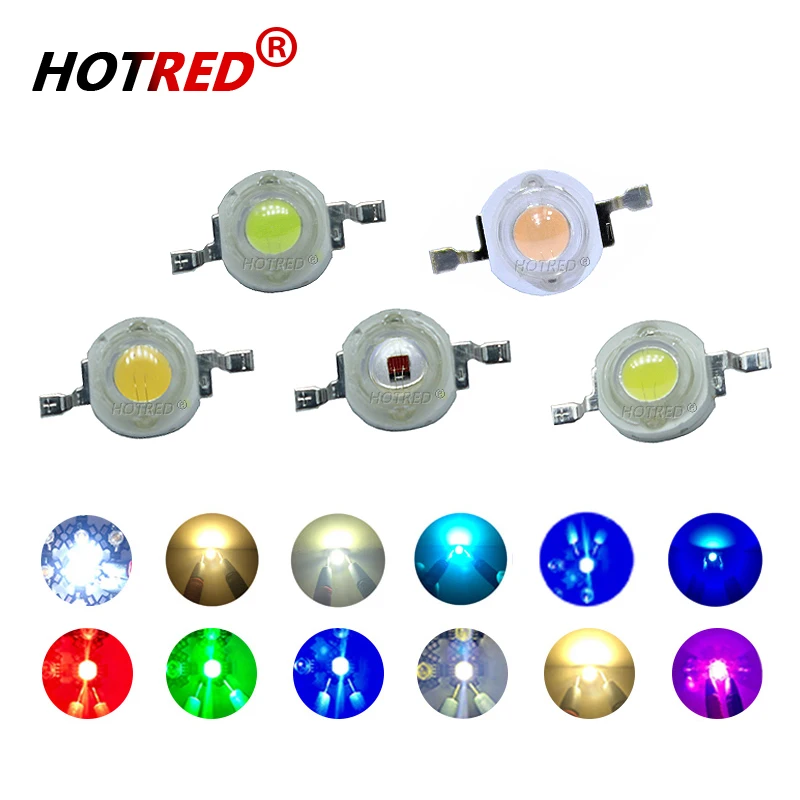 10szt LED Chip 3W Ciepła Chłodna Biała Czerwona Niebieska Zielona Żółta UVA IR Pełne spektrum 660nm 440nm COB Lampa do uprawy dla 3 W Watt Light Beads