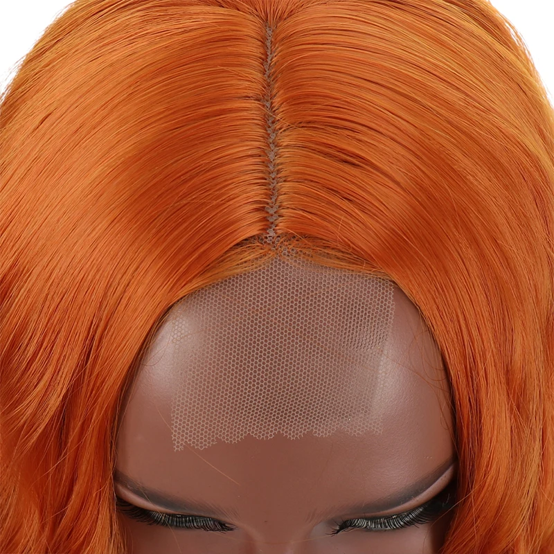 Lace Wig Synthetic Front Lace Wigs Deep Wave Hand-tied Red Brown Blue Orange Wigs for Women Long Wavy Curly Daily Wear MUMUPI