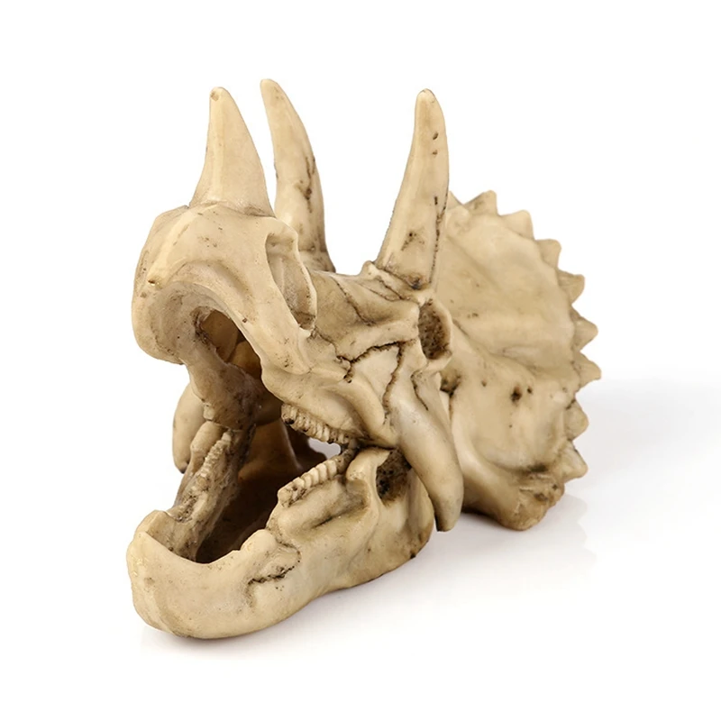 Dinosaur Skull Resin Sculpture Model Triceratops Skeleton Statue Home Bar Teaching Animal Crafts Art Decoration Children Gift
