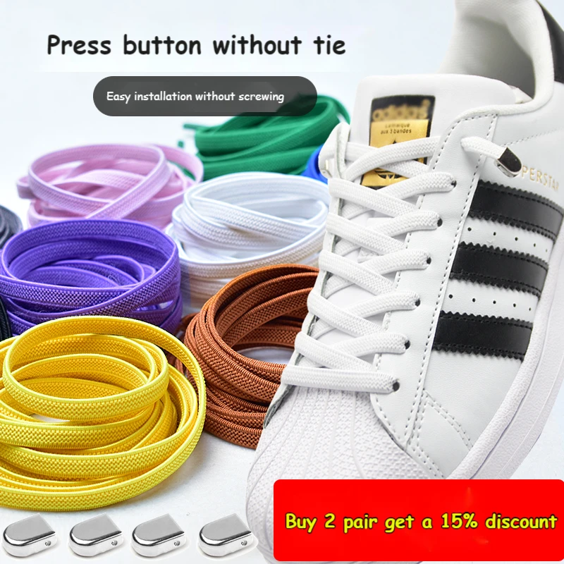 1 Pair No Tie Shoe laces Elastic Shoelaces Outdoor Leisure Sneakers Quick Safety Flat Shoe lace Kids And Adult Unisex Lazy laces