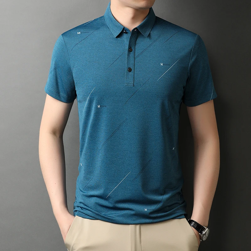 

Men Polo Shirt Short Sleeve Graphic Printed Summer Fashion Shirt Business Office Polo Shirt Men Clothing Brand Blue Red Green