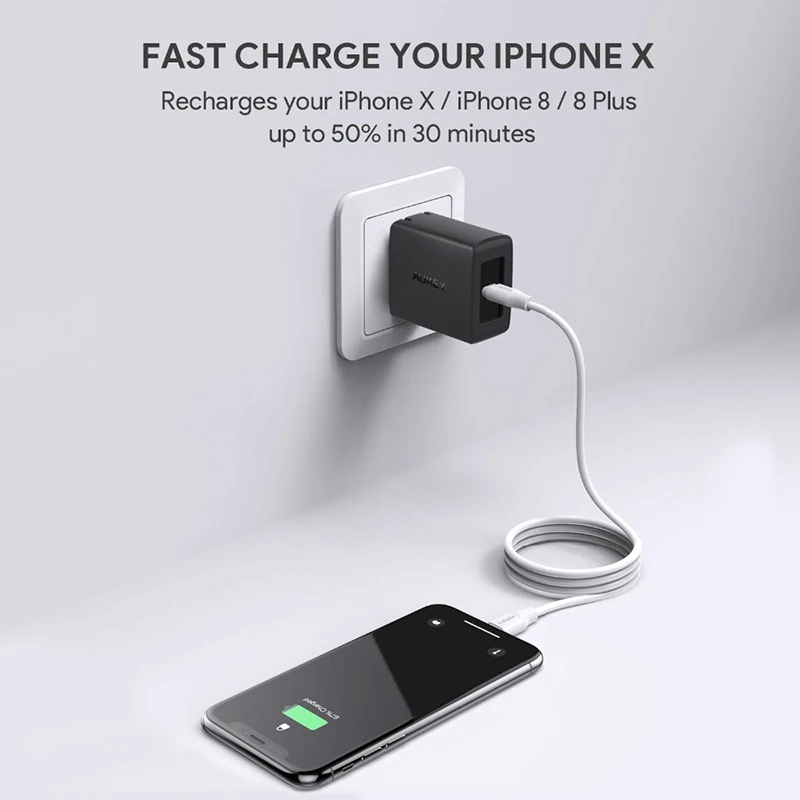 AUKEY PD Fast Phone Charger Socket 29W PD 2.0 USB PD Type C + 3A USB Fast Charging Wall Charger Socket US Plug for Laptop Switch