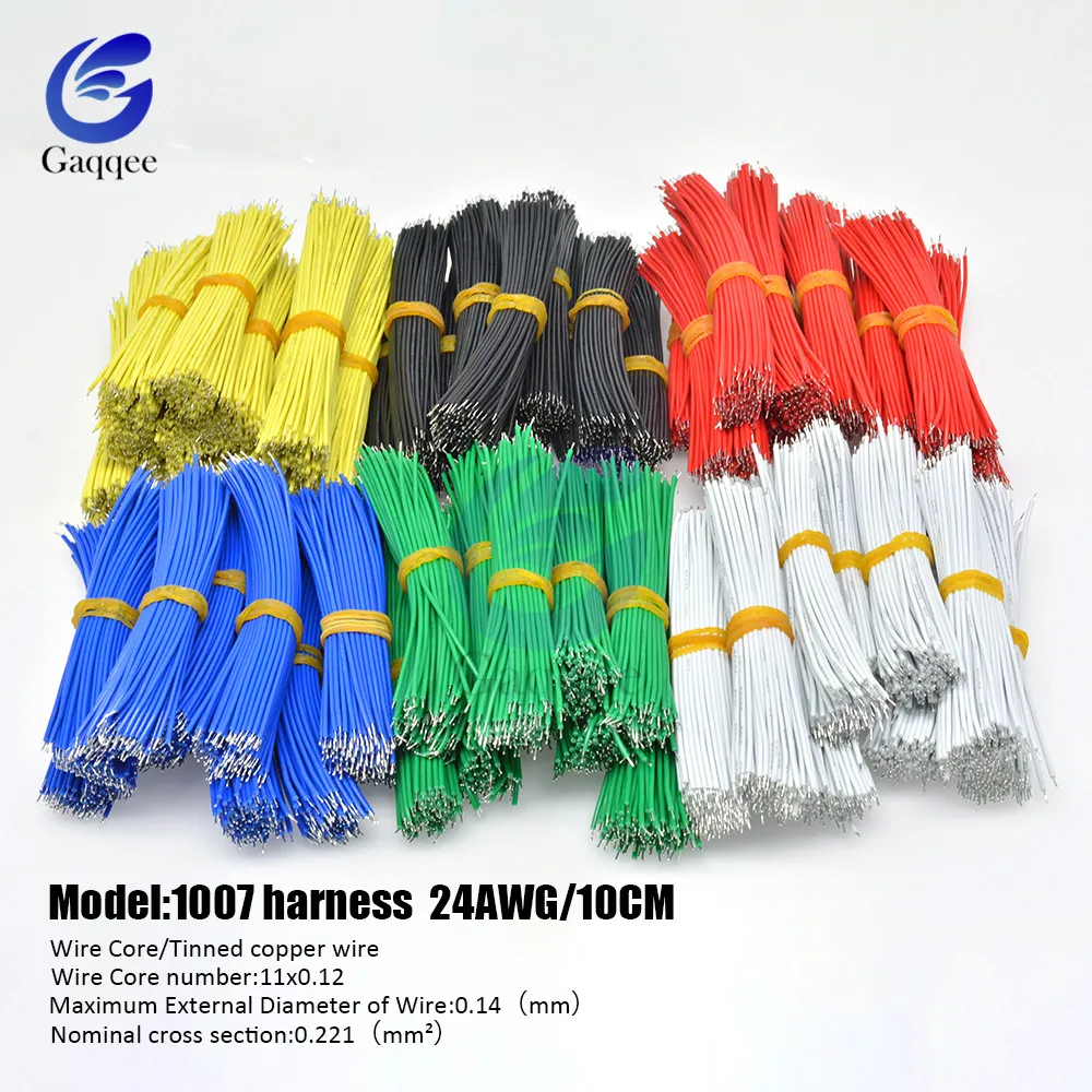 10cm UL1007 24AWG Double Tinned Wire Breadboard PCB Solder Cable Fly Jumper Wires Kit Connector Wire 100PCS 6 Clolor