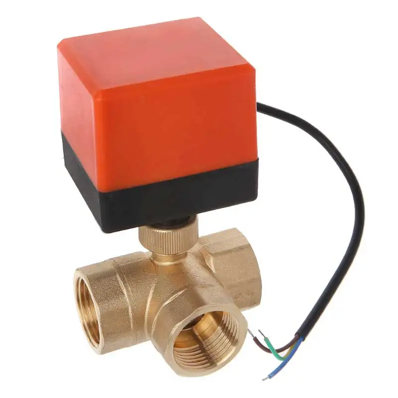 DN15 / 20/25 3-way motorized ball valve three-way electric control two-way AC 220V LSD tool plubing disc brass ball valve