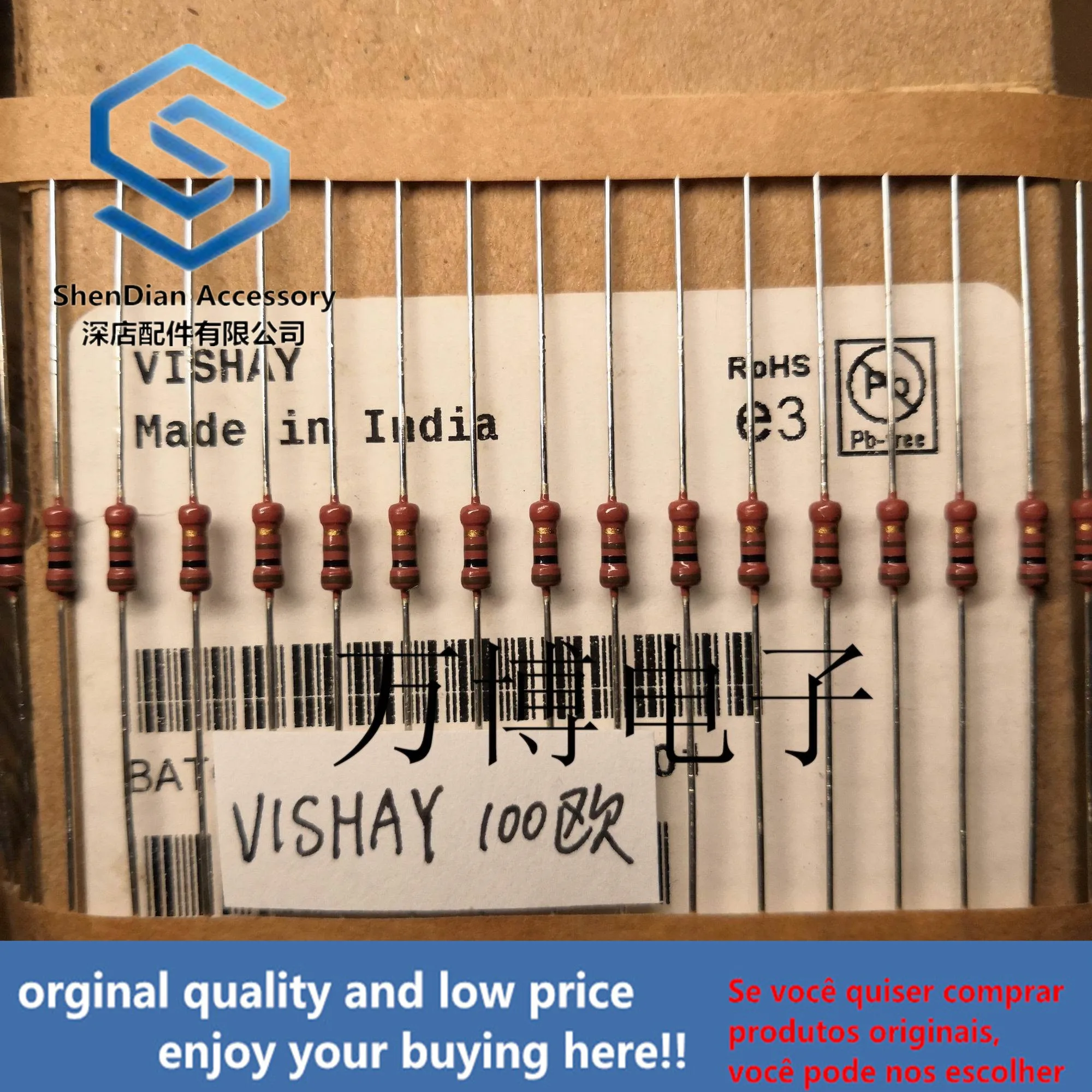 30pcs only orginal new Resistance Vishay resistance 1/4W 0.25W 100 ohm 100R can pay