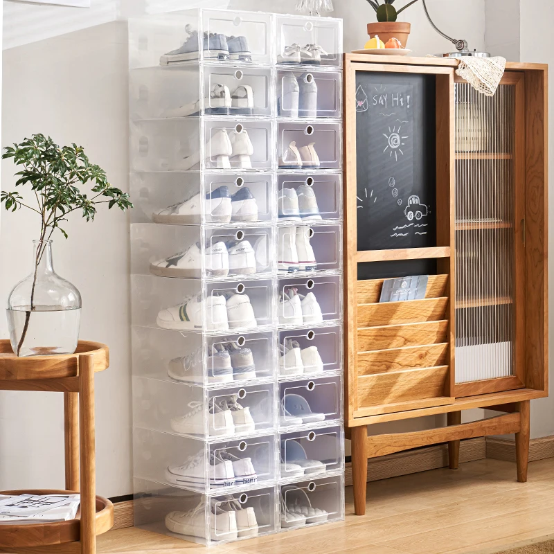 Plastic sorting box shoe organizer Plastic sorting box Fold Plastic Thickened Transparent Drawer Case Plastic Stackable Box