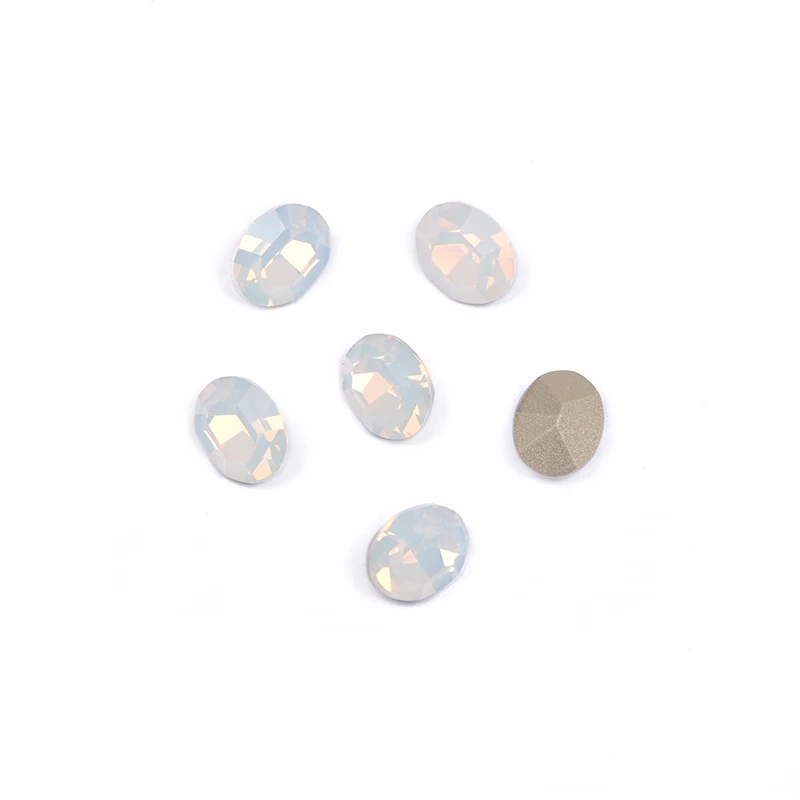 YANRUO 4128 All Sizes White Opal Oval Glass Crystal Sewing Stones Strass Point Back DIY Rhinestones For Dress Ornaments