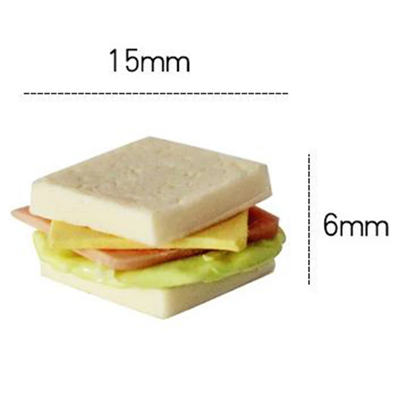 2pcs Mini Sandwiches Simulation Food Clay 1/12 Dollhouse Miniature Pretend Play food  Doll Kitchen Furniture Accessorie