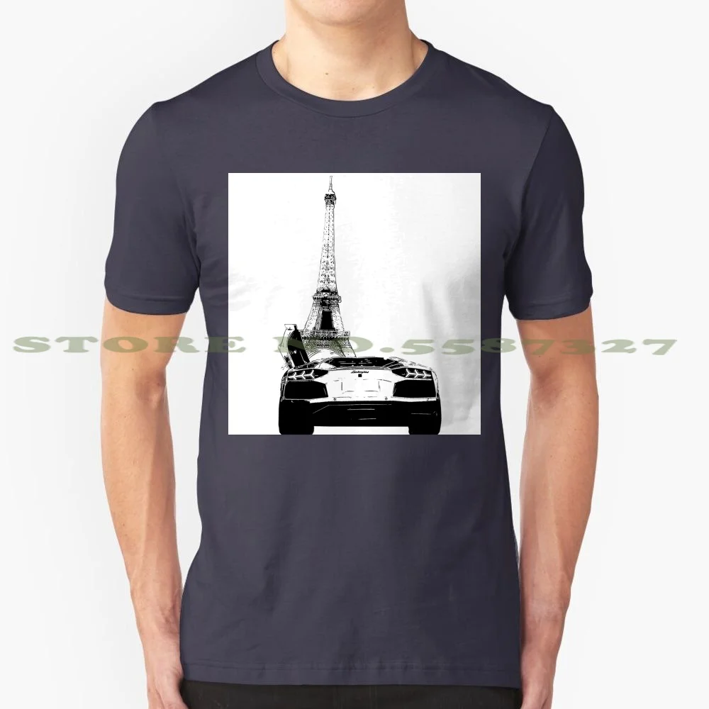 Huracan Paris Eiffel Towers 100% Pure Cotton T-Shirt Automobile Paris Tour Eiffel Paname Luxe Sport Huracan Cars Luxury Towers