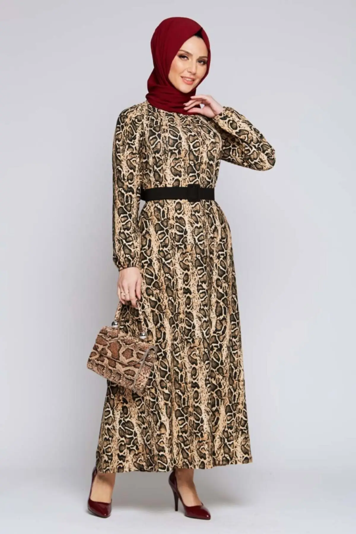 Leopard print Hijab Dress Mtn401-SIZE: L/XL S/M XXL 48-50 3XL