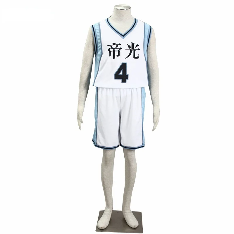 

Kuroko no Basketball Cosplay Akashi Seijuro White Cosplay Costumes RAKUZAN No. 4 Men Basketball Jersey