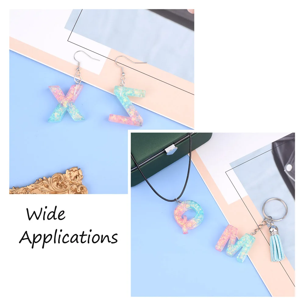 26Pcs/Set Transparent Epoxy Resin Letters Pendants Alphabet A-Z Charms For Women Keychain Necklace Earring DIY Jewelry Making